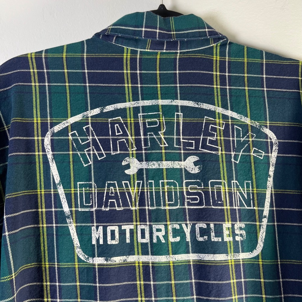 Harley-Davidson Mens Sz XL Shirt Wrench Crew Plaid Button Up Biker 96166-23VM - Picture 3 of 10
